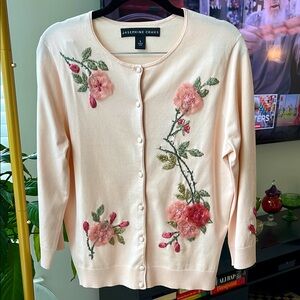 Josephine Chaus pale pink cardigan size Small